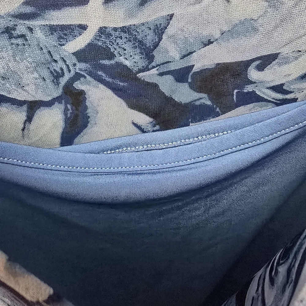 Alfani | Women's | Blue | Sheer | Floral Blouse With Attached Blue Cami | Size M - Picture 6 of 6